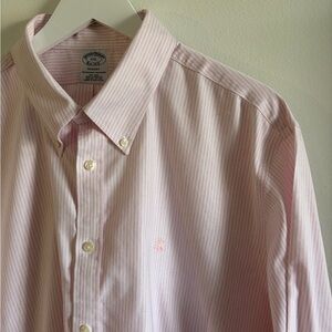 Brooks Brothers Regent Mens 2XL Pink Stripe Supima Cotton Non Iron Dress Shirt